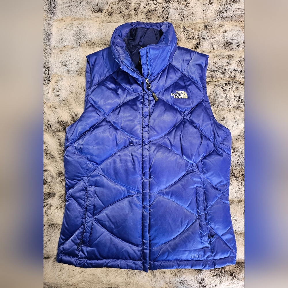 The North Face TNF 550 Quilted Puffer Vest Womens Size Medium Blue